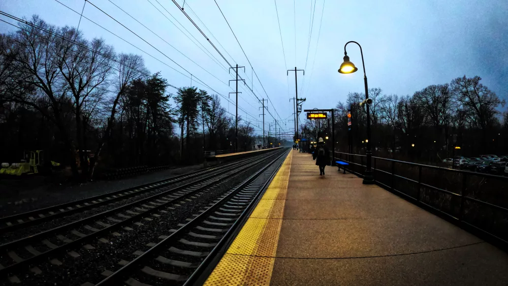 A lonely Train Station and Railroad Tracks near Baltimore, Maryland