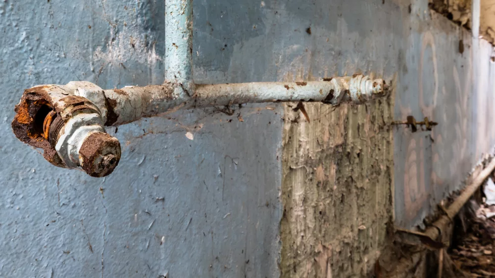 Heater pipes in an abandoned building