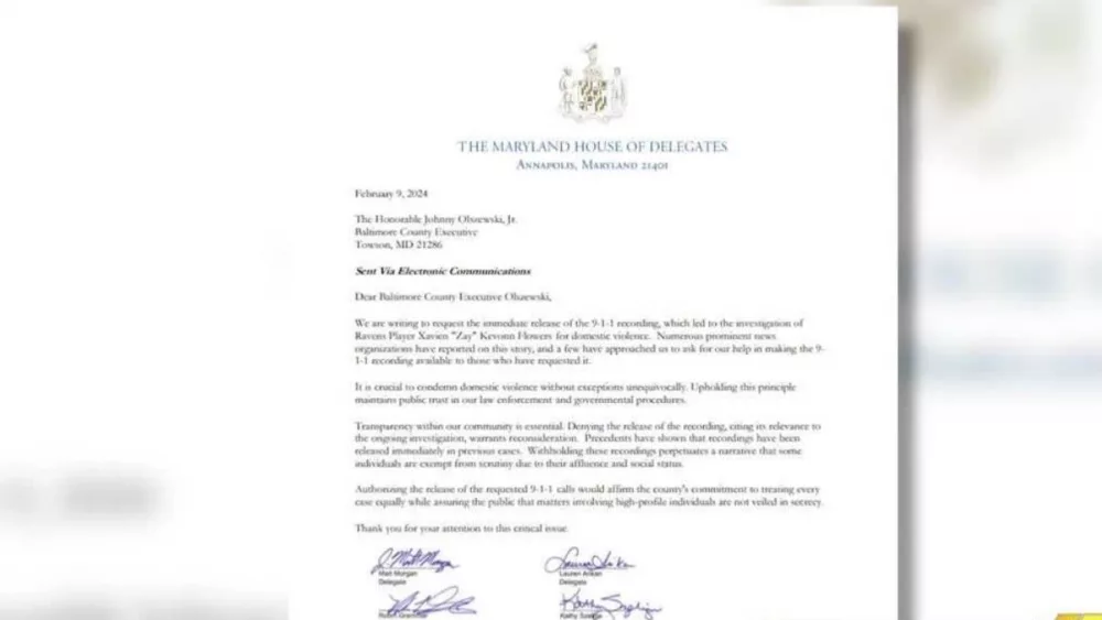 Maryland lawmakers are demanding the release of a 911 call allegedly from the home of Zay Flowers amid accusations of domestic assault. Baltimore County Delegate Kathy Szeliga, R-District 7A, is one of seven Republican Maryland state delegates who signed off on a letter calling for transparency. The delegates seek help from Baltimore County Executive Johnny Olszewski for the release of a 911 recording that led to the investigation of the Baltimore Ravens star wide receiver.