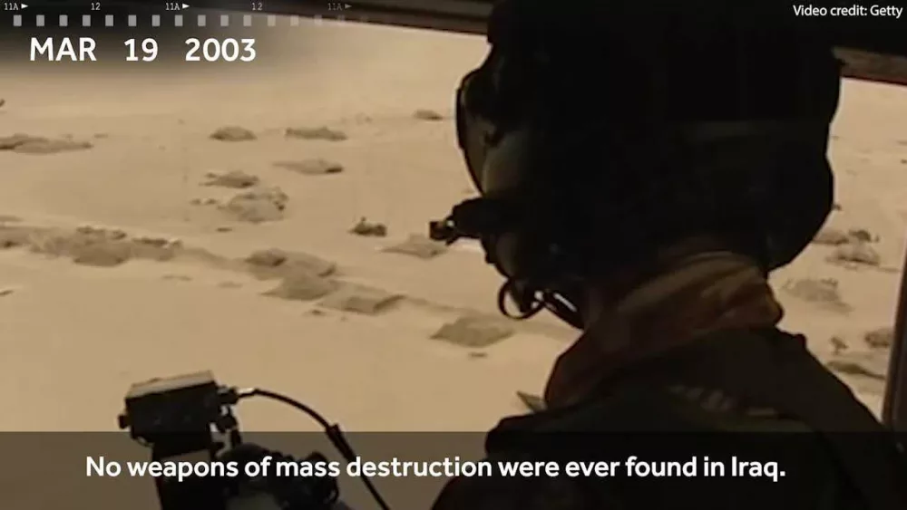 In 2003, the U.S. initiated war on Iraq over claims that Saddam Hussein was building weapons of mass destruction.