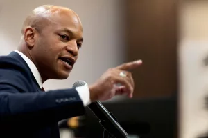 .ANNAPOLIS,MD-JANUARY 09: Governor Wes Moore addresses fellow democrats at The 2024 Maryland Dems Legislative Luncheon in Annapolis, MD on January 09, 2024. (Photo by Marvin Joseph/The Washington Post via Getty Images)