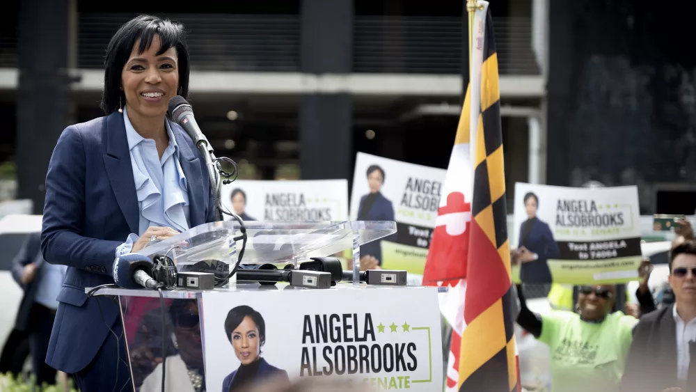 NEW CARROLLTON,MD-MAY 10: Prince George's County Executive Angela Alsobrooks hold a rally to kick-off her campaign for U.S. Senate with supporters from across the state in New Carrollton, Maryland on May 10, 2023.(Photo by Marvin Joseph/The Washington Post via Getty Images)