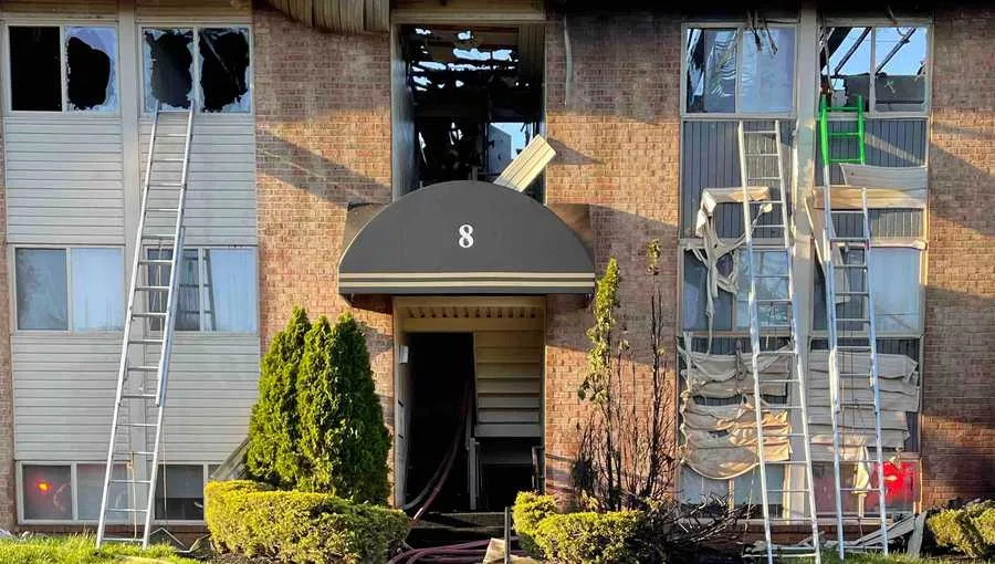 Two firefighters were injured Saturday evening in a fire in Bowleys Quarters. The Baltimore County Fire Department said the fire started as a brush fire around 5:50 p.m. when it spread to the roof of an apartment on Starwood Court.