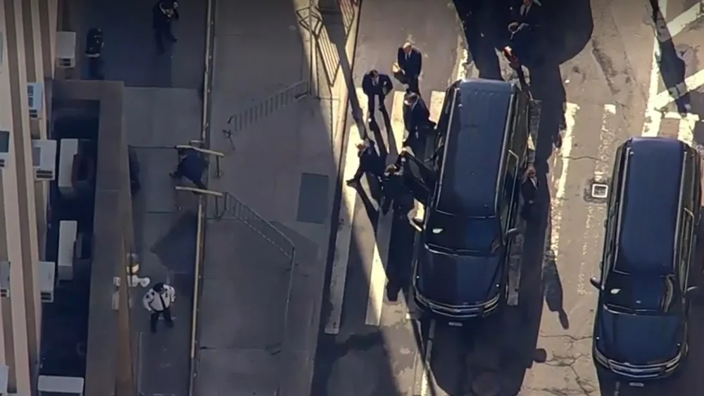 Aerial footage shows Donald Trump arriving for criminal hush money trial in New York