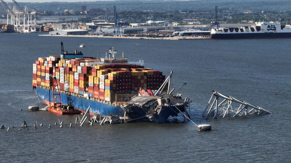 Crews Continue To Work To Reopen Shipping Lane At The Site Of The Francis Scott Key Bridge Collapse In Baltimore