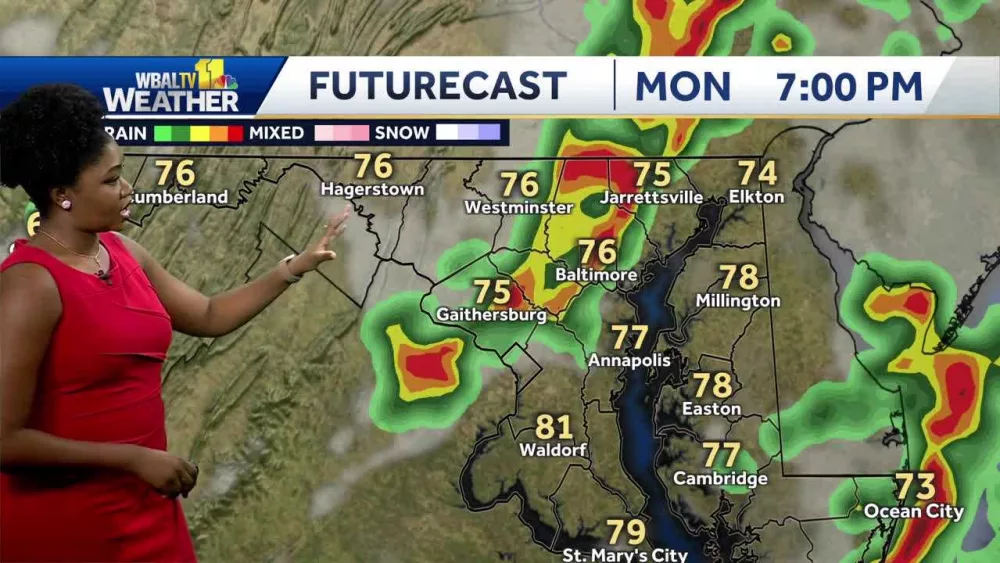 Meteorologist Dalencia Jenkins says there will be a chance of showers and thunderstorms in Maryland. memorial day maryland weather