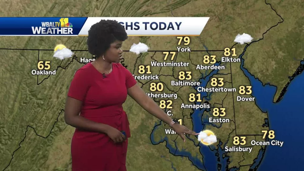 Meteorologist Dalencia Jenkins says there will be more clouds in the forecast for Maryland today