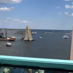 IMG_0426: Key Bridge Collapse view as a cruise headed to Bermuda passes the port. (Image Credit: Lang Family)