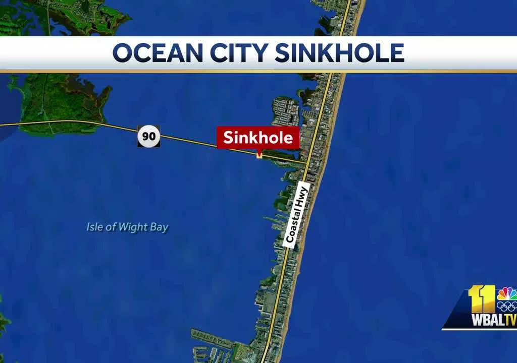 A sinkhole has formed near the base of a bridge on Maryland Route﻿ 90, headed into Ocean City, according to the Ocean City Police Department. The issue is expected to cause delays as people travel to Ocean City for the holiday weekend. OCPD asked travelers to consider an alternate route, such as U.S. Route 50 or traveling through Delaware.