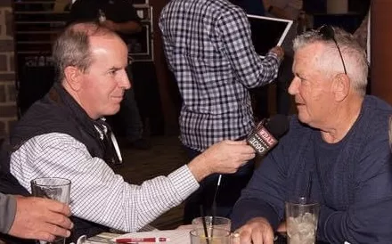 Jerry Robb with WBAL Radio's Scott Wykoff at Laurel Park