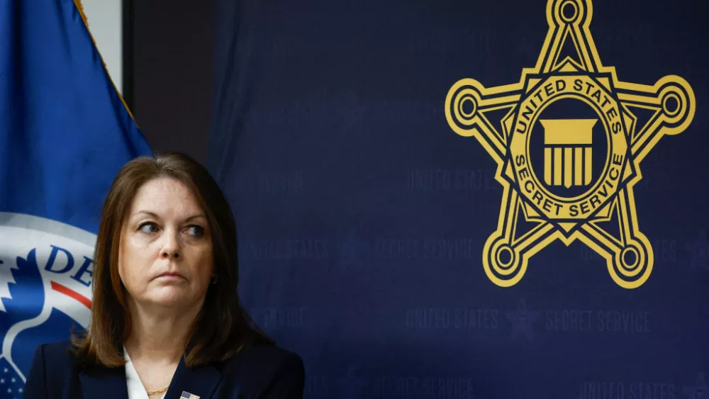 United States Secret Service Director Kimberly Cheatle looks on during a press conference at the Secret Service's Chicago Field Office on June 4 2024 in Chicago, Illinois, ahead of the 2024 Democratic and Republican National Conventions. (Photo by KAMIL KRZACZYNSKI / AFP) (Photo by KAMIL KRZACZYNSKI/AFP via Getty Images)