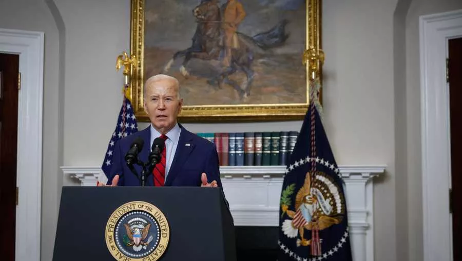 President Joe Biden speaks from the Roosevelt Room of the White House on May 02, 2024 in Washington, D.C. SOURCE: Kevin Dietsch/Getty Images