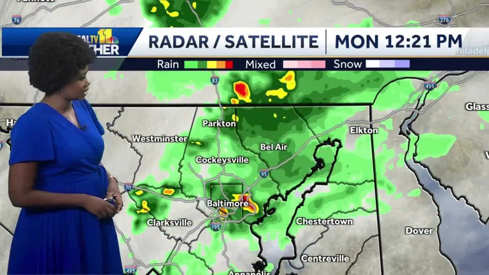 Meteorologist Dalencia Jenkins shows when showers and storms could reach your neighborhood Monday in Maryland.