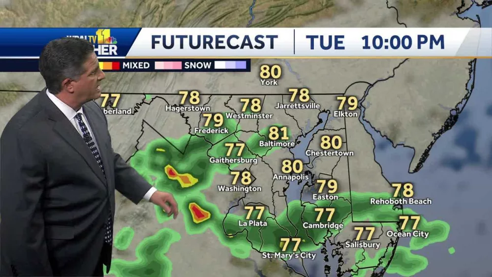 Meteorologist Tony Pann says it will be partly sunny for the rest of Thursday with a chance for thunderstorms through the evening. It will be a little cooler for Wednesday and Thursday but will have chances for thunderstorms each day. The clouds will clear out by Friday as it will be a sunny and warm weekend with temps in the upper 80's.