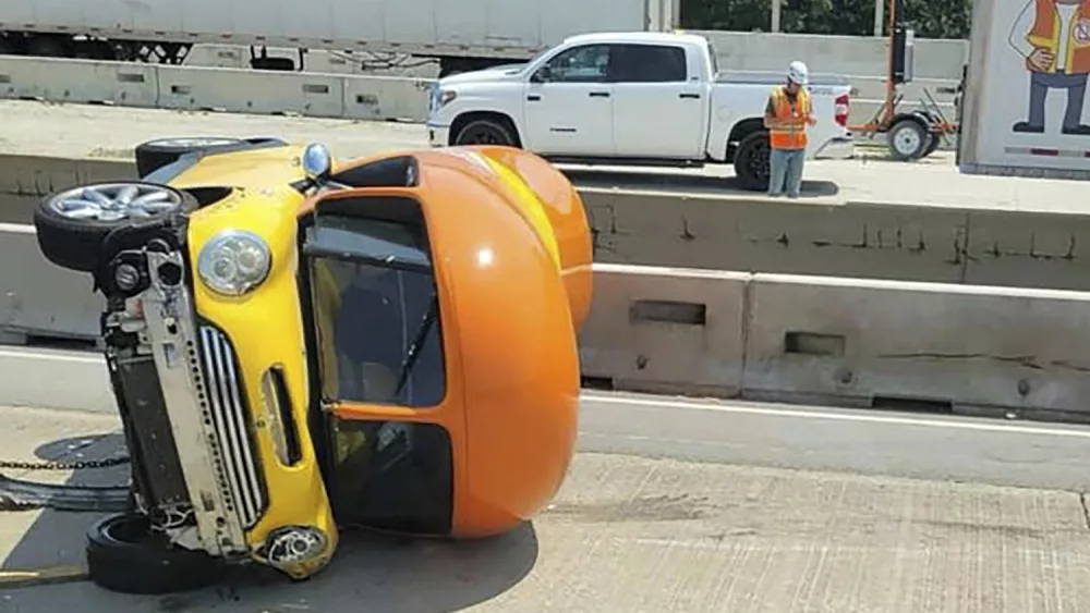An Oscar Mayer Wienermobile got into a pickle on a Chicago highway.
