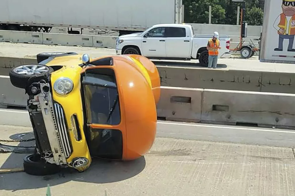 An Oscar Mayer Wienermobile got into a pickle on a Chicago highway.