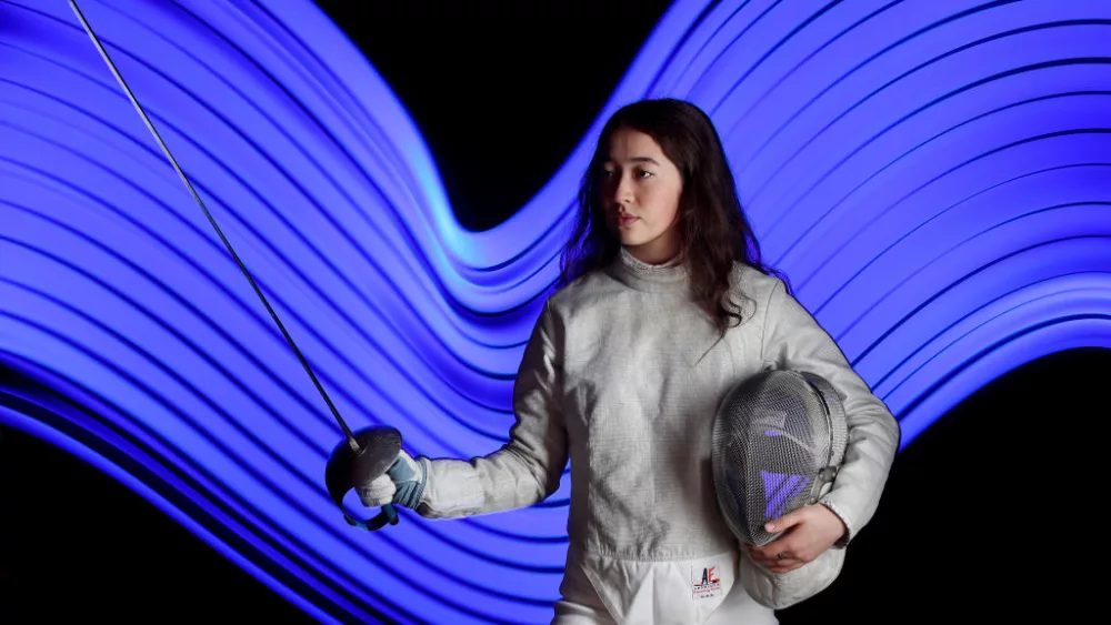 NEW YORK, NEW YORK - MAY 21: Tatiana Nazlymov poses for a portrait during team USA Fencing media day at New York Athletic Club on May 21, 2024 in New York City. (Photo by Al Bello/Getty Images)