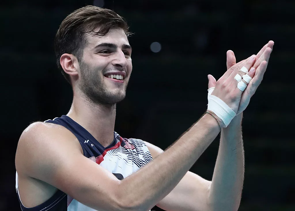 RIO DE JANEIRO, BRAZIL - AUGUST 11: Aaron Russell of the United States celebrates a victory against Brazil during the men's qualifying volleyball match between Brazil and United States on Day 6 of the Rio 2016 Olympic Games at the Maracanazinho on August 11, 2016 in Rio de Janeiro, Brazil. (Photo by Buda Mendes/Getty Images)