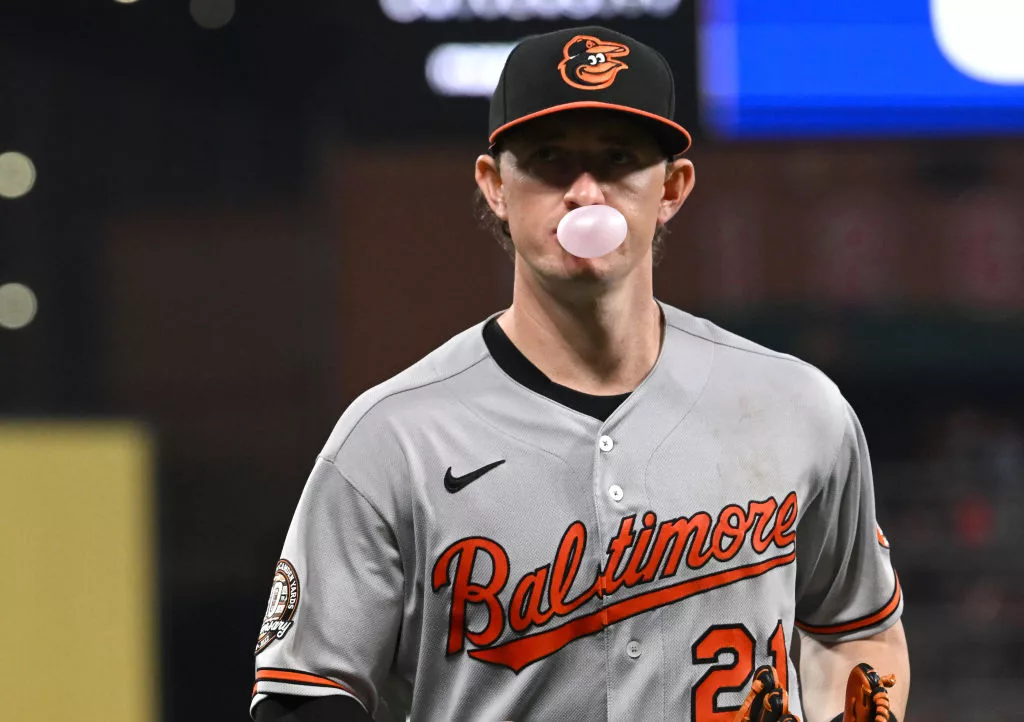 ST. LOUIS, MO - MAY 11: Baltimore Orioles center fielder Austin Hayes (21) as seen during a MLB game between the Baltimore Orioles and the St. Louis Cardinals on May 11, 2022, at Busch Stadium, St. Louis, MO. (Photo by Keith Gillett/Icon Sportswire via Getty Images),