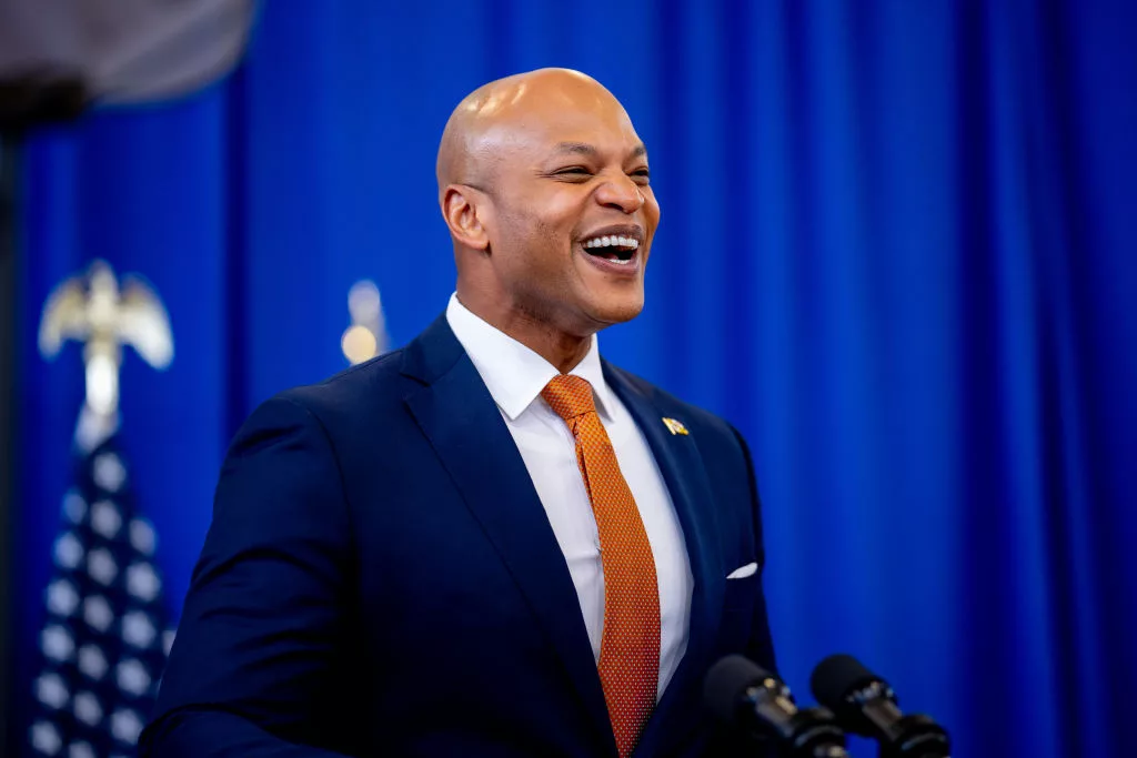 LANDOVER, MARYLAND - JUNE 7: Maryland Gov. Wes Moore speaks at a campaign event for Maryland Democratic candidate for U.S. Senate and Prince George's County Executive Angela Alsobrooks on Gun Violence Awareness Day at Kentland Community Center on June 7, 2024 in Landover, Maryland. After winning a hard fought Democratic primary, Alsobrooks is challenging Larry Hogan, the popular Republican candidate who has served two terms as Maryland Governor, for U.S. Senate in Maryland. (Photo by Andrew Harnik/Getty Images)