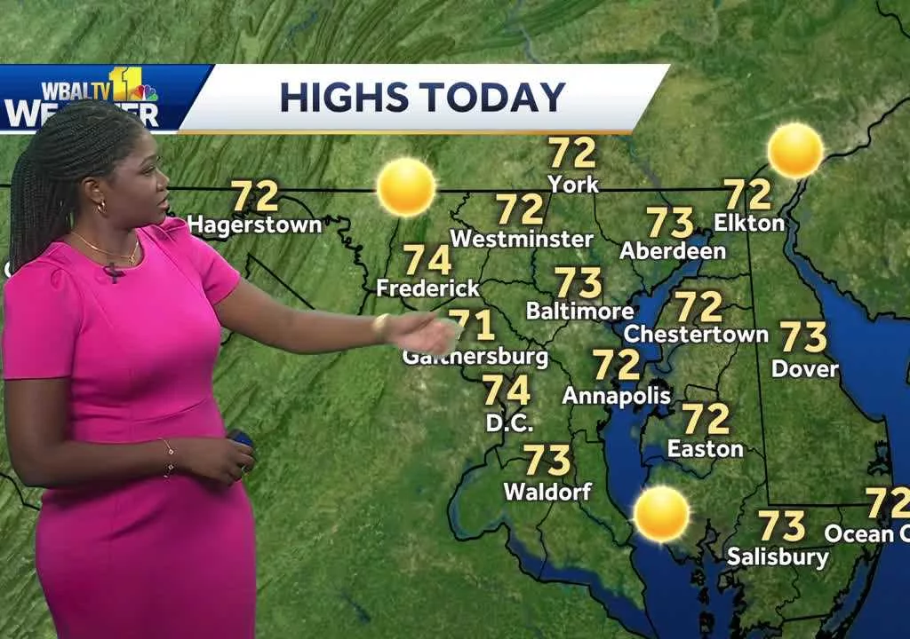 Meteorologist Dalencia Jenkins a pleasant weather pattern settles in Maryland