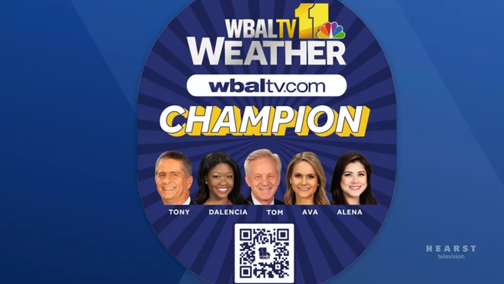 Tom, Ava, Tony, Dalencia or Alena wants to visit your school and make you a WBAL-TV Weather Champion! The WBAL-TV Weather Champion Program is a 30-minute weather seminar. One of the WBAL-TV Meteorologists will make visits to local schools in the Baltimore area (except on school closings) and lead the comprehensive, interactive session on weather safety. At the completion of the session, students are awarded a “Weather Champion” certificate and badge. Visits are available on Fridays at 10:30 AM (only one session per visit) beginning the week of September 16, 2024 through the week of May 12, 2025. Selected school will be announced during 11 News Today and 11 News at 4:00 PM.