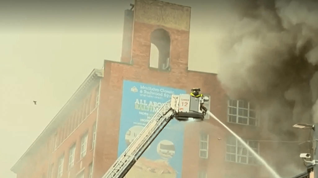 A 5-alarm fire has struck a building in downtown Baltimore early Sunday morning. WBAL-TV is on the scene at a massive ﻿fire at the ﻿Jano restaurant located on Eutaw and Lombard Streets. The fire is still active and has been upgraded to a 5-alarm fire with units from multiple jurisdictions helping out the Baltimore City Fire Department.