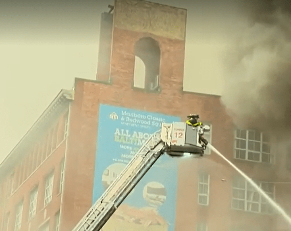 A 5-alarm fire has struck a building in downtown Baltimore early Sunday morning. WBAL-TV is on the scene at a massive ﻿fire at the ﻿Jano restaurant located on Eutaw and Lombard Streets. The fire is still active and has been upgraded to a 5-alarm fire with units from multiple jurisdictions helping out the Baltimore City Fire Department.