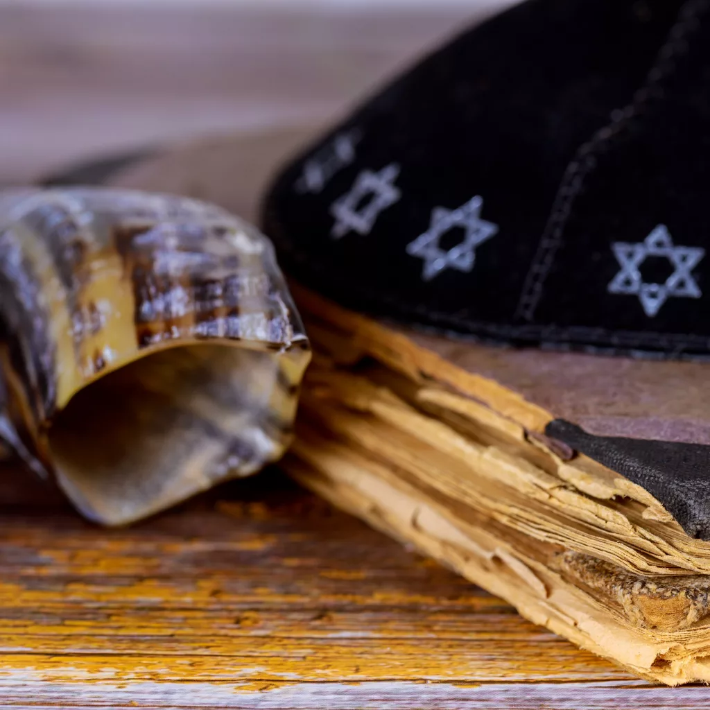 Still Life of Jewish symbols for Rosh Hashana - stock photo