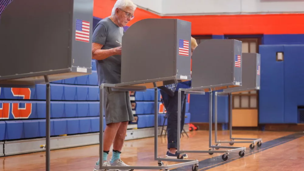 Malverne, N.Y.: Voters fill out their ballots in the gymnasium of the Howard Herber Middle School, in Malverne, New York, where the budget for the Malverne Union Free School District was up for a vote on May 21, 2024.