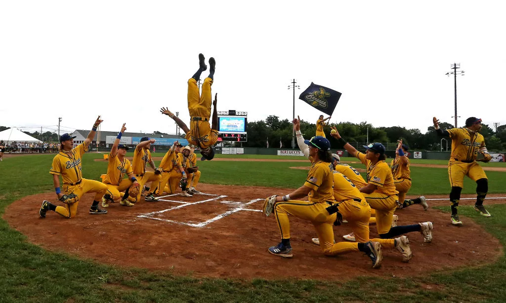 Brockton, Mass., August 16, 2023: The Banana enter the field as the Savannah Bananas take on the Party Animals at Campanelli Stadium on August 16, 2023 in , Brockton, MA. (Staff Photo By Stuart Cahill/MediaNews Group/Boston Herald via Getty Images)