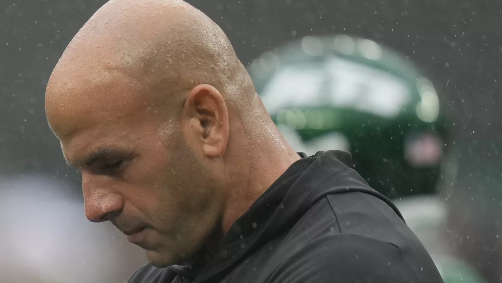 FILE - New York Jets head coach Robert Saleh walks on the field before an NFL football game against the Denver Broncos, Sunday, Sept. 29, 2024, in East Rutherford, N.J. (AP Photo/Seth Wenig, File)