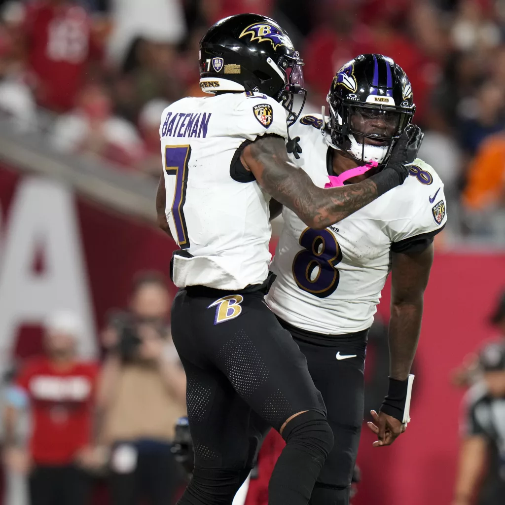 Lamar Jackson threw for 281 yards and five touchdowns, helping the Baltimore Ravens overcome an early double-digit deficit and extend their winning streak to five games with a 41-31 victory Monday night over the Tampa Bay Buccaneers. The Bucs lost their top two receivers, Mike Evans and Chris Godwin, to injuries. Jackson improved to 23-1 against NFC teams, the best mark by a quarterback against an opposing conference in NFL history. He's 3-0 against the Bucs, who faded after taking a 10-0 lead. Godwin suffered an ankle injury that appeared to be severe in the final minutes with the game out of reach.