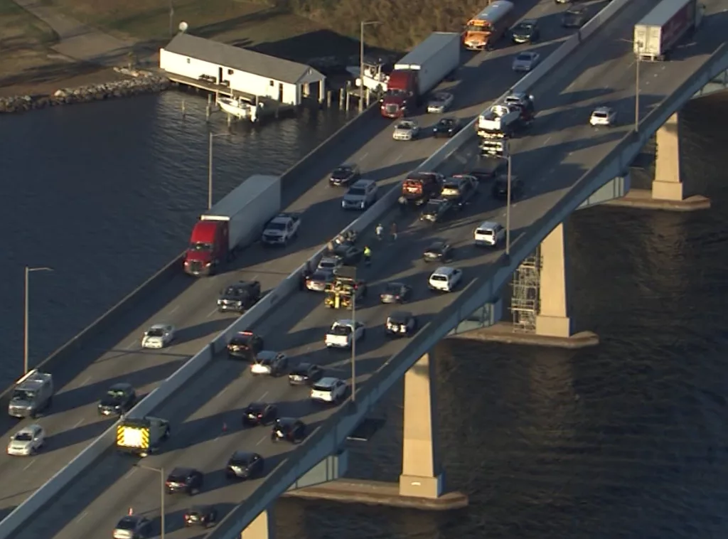 According to the State Highway Administration, at least three eastbound lanes were closed around 3:30 p.m. on U.S. Route 50 near the Maryland Route 2 exit. Some lanes on the bridge reopened around 4:15 p.m. as crews worked to clear the scene. Multiple vehicles are involved in the crash. No further information was immediately available.