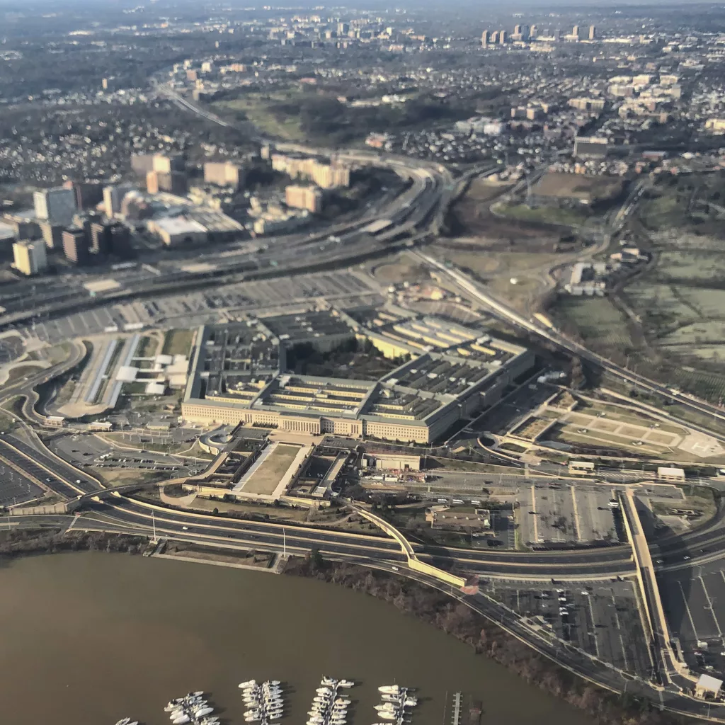 FILE - The Pentagon and the surrounding area is seen in this aerial view in Washington, Jan. 26, 2020. (AP Photo/Pablo Martinez Monsivais, File)