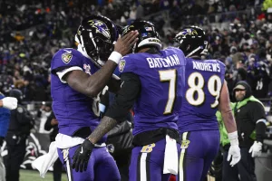 Lamar Jackson threw three touchdown passes and Marlon Humphrey scored on a fourth-quarter interception return to help the Baltimore Ravens pull even with Pittsburgh atop the AFC North with a 34-17 victory over the Steelers. Pittsburgh would have clinched the division with a victory, but now the teams are deadlocked after the Ravens won for just the second time in the last 10 games in this series. Baltimore clinched a playoff berth. The Steelers had already done so. Russell Wilson threw two touchdown passes for the Steelers but Humphrey's pick-6 gave the Ravens a big cushion in a series that's been razor-thin of late.