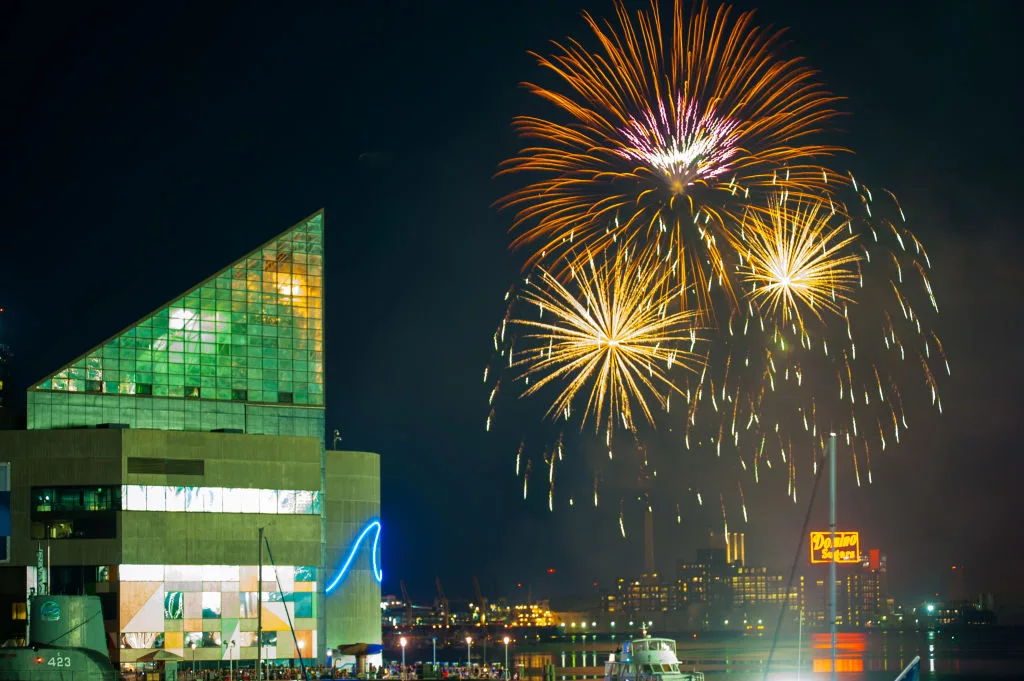 4th of July fireworks in Inner Harbor, Baltimore, USA. (Photo by: Edwin Remsburg/VW Pics via Getty Images)