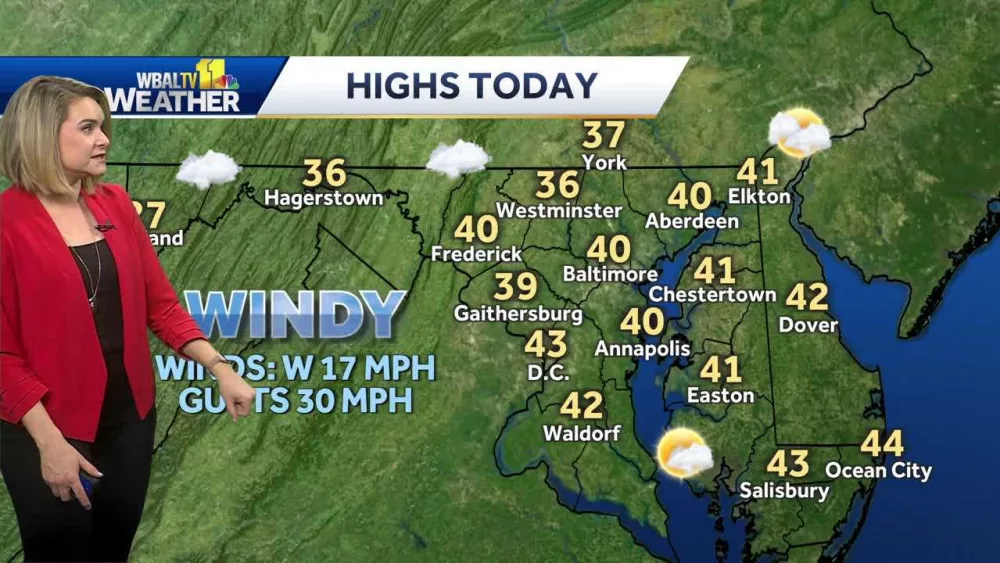 Cold and windy for Thursday with snow in forecast for Maryland