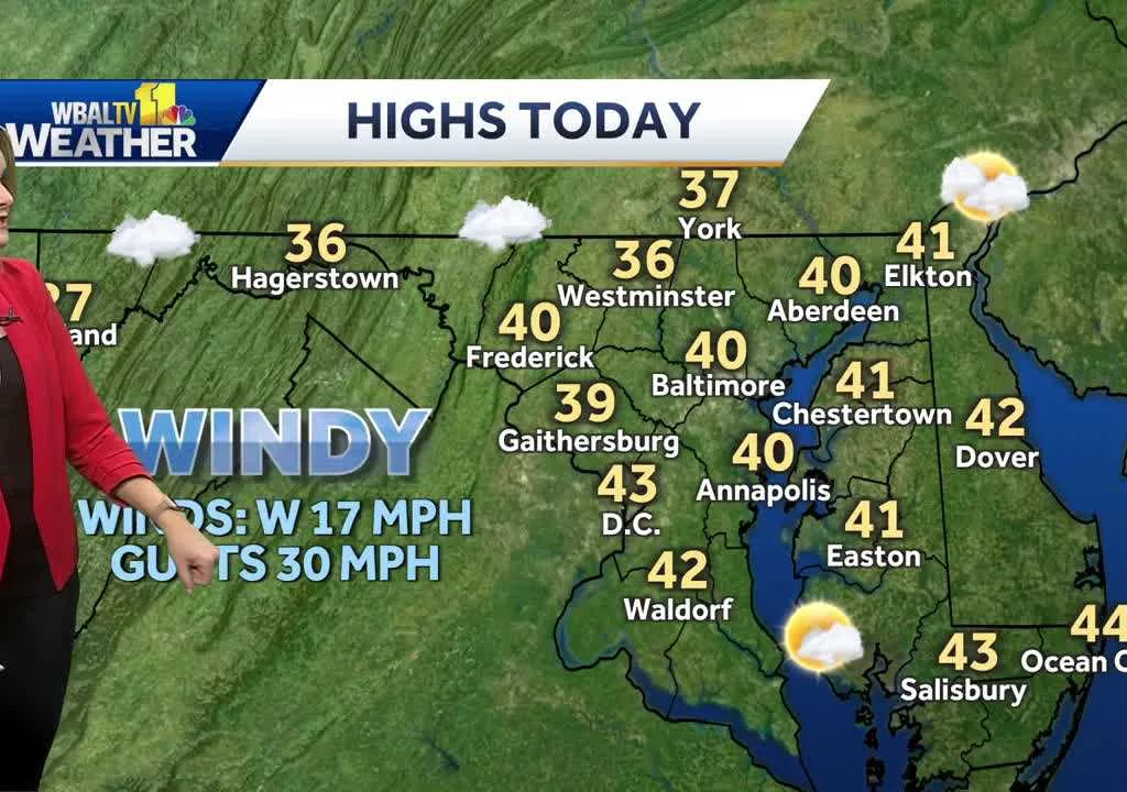 Cold and windy for Thursday with snow in forecast for Maryland