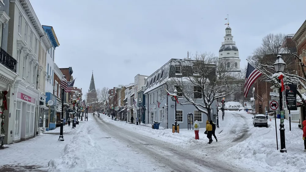 Snow in Annapolis MD on January 6, 2025 (Image Credit: WBAL NewsRadio's Phil Yacuboski)