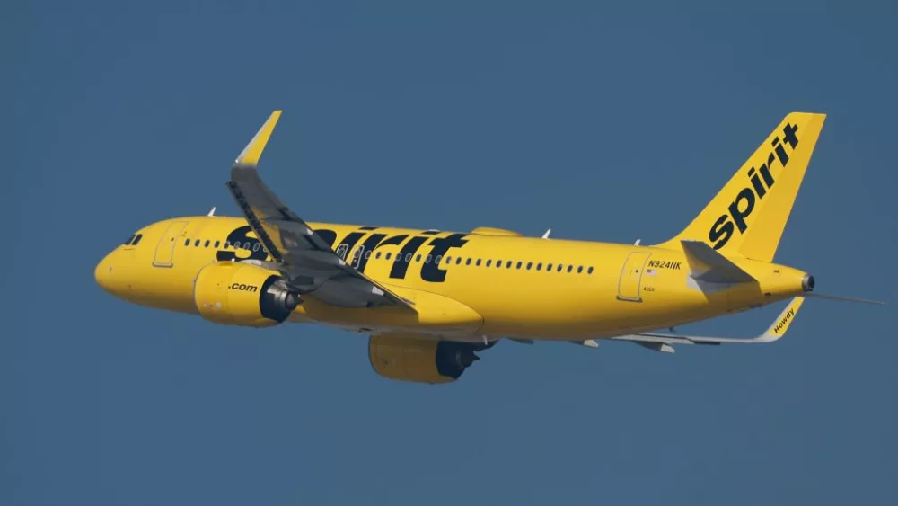 LOS ANGELES, CALIFORNIA - JANUARY 4: A Spirit Airlines Airbus A320-271N aircraft departs Los Angeles International Airport (LAX) for Baltimore on January 4, 2025 in Los Angeles, California. (Photo by Kevin Carter/Getty Images)