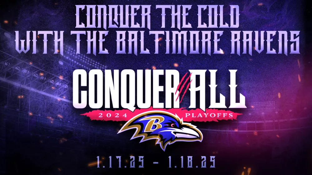 Join The Baltimore Ravens and 98 Rock as we celebrate the 2024 Playoffs with the FIRST EVER Ravens Pop-Up Ice Festival! It all goes down at M&T Bank Stadium's Gate A Plaza on Thursday, January 16th & Friday, January 17th. With an Ice Bar, LIVE Ice Carving, interactive activities, games, fake snow, food and drink on site and MORE, this event is the perfect way to conquer the cold and enjoy the festivities with your family and friends. 98 Rock's Kirk and Marianne will broadcast from the event on Thursday, bringing you all the flocks fun from the air! You can tune in at 97.9FM, 98online.com, or the 98 Rock App to see what's slipping OR head on over there yourself.