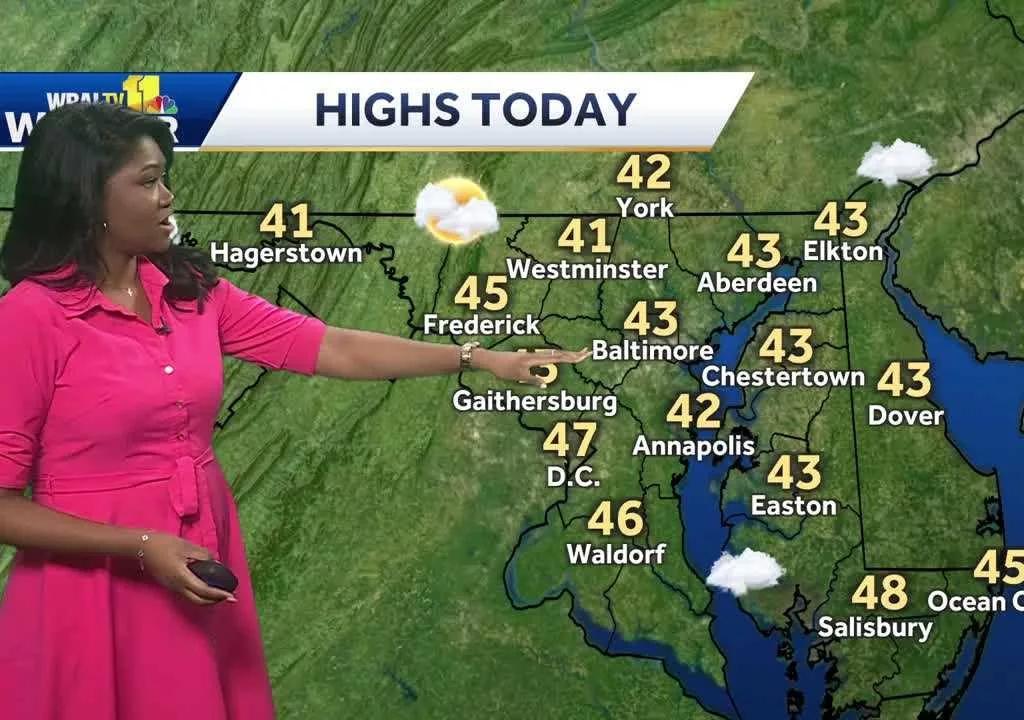 Temperatures will be seasonal today in Maryland