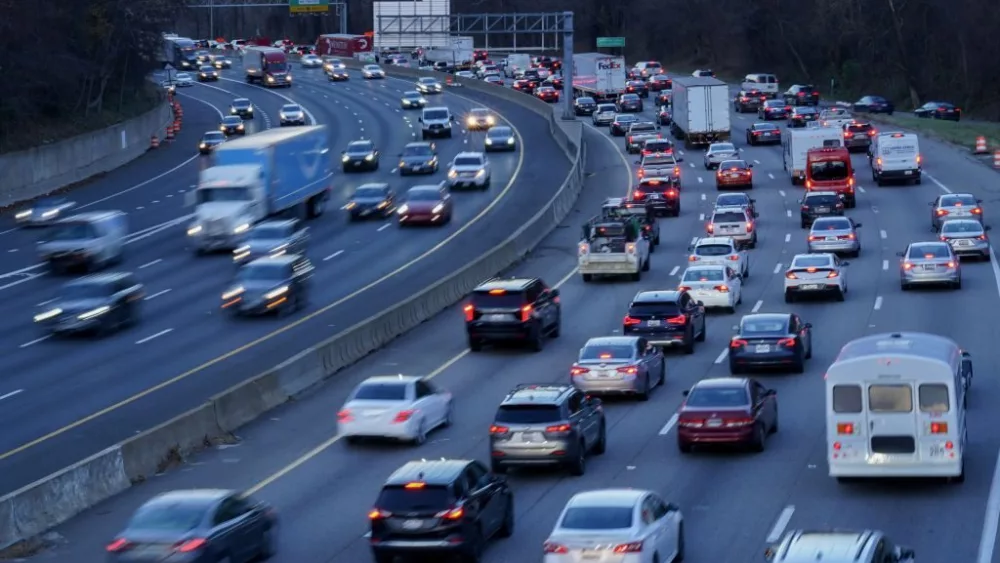 McLean, VA - December 1: Traffic builds on the inner loop of the Beltway as it heads toward the American Legion Bridge connecting Virginia and Maryland over the Potomac River on December 1, 2022, in McLean, VA. The bridge is the location of one of the worst rush-hour traffic bottlenecks in the D.C. region and will pose challenges for Maryland to replace and expand it. (Photo by Jahi Chikwendiu/The Washington Post via Getty Images)