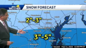 Meteorologist Tony Pann says it is an Alert Day in Maryland with snow showers starting Tuesday and continuing overnight. Another wintry mix will hit on Wednesday evening as temps drop below freezing. It will warm up on Thursday with temp in the 40's and a chance for showers. It will be a cold but sunny Friday before another wintry mix for the weekend.