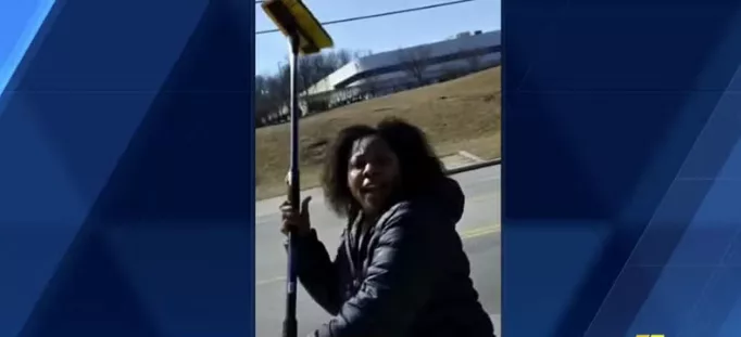 Woman assaulted biker with broom in road rage incident