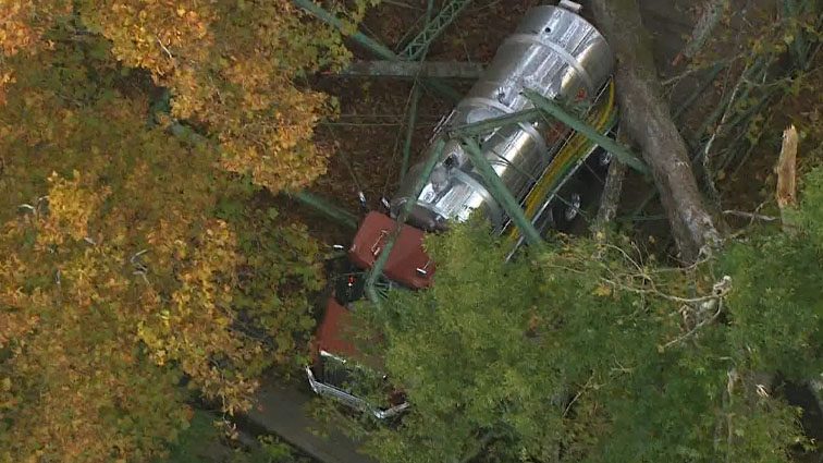 Septic truck causes bridge to collapse on Carroll Road in Baltimore County