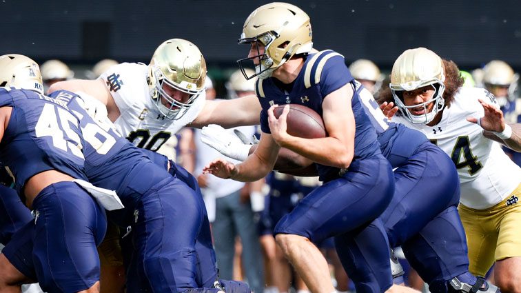 Navy Midshipmen traveling to Indiana to take on 10th-ranked Notre Dame
