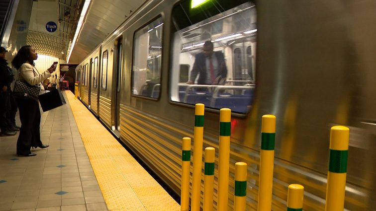 Baltimore Mayor Brandon Scott and transit leaders celebrate new metro subway cars