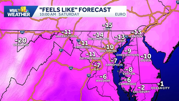 Wind chills dip to 25 degrees below zero across parts of Baltimore region